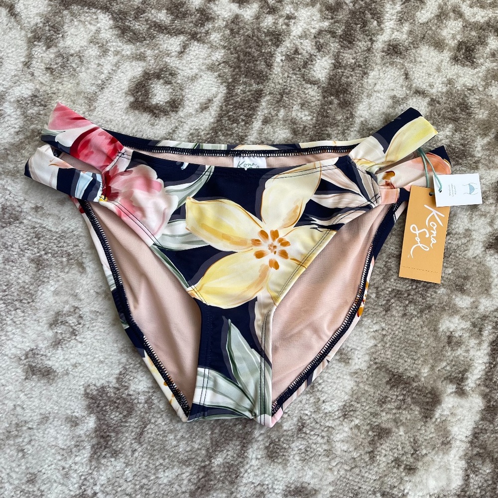 Kona Sol Floral Print‎ Bikini Bottom NWT